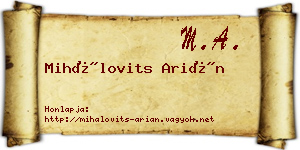 Mihálovits Arián névjegykártya